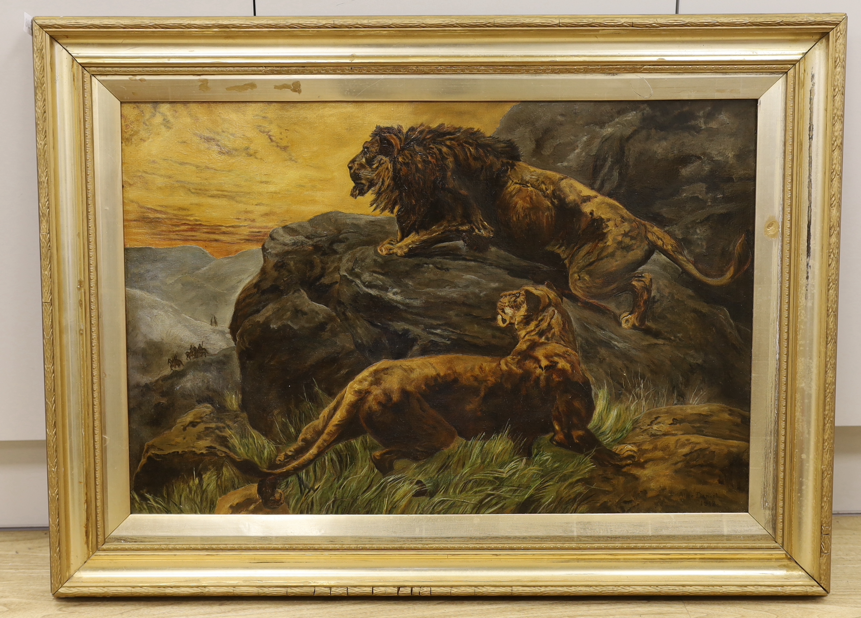 Alice Daniel, early 20th century oil on canvas, after Herbert Dicksee, 'In the Enemies Country', signed and dated 1913, 75 x 50cm